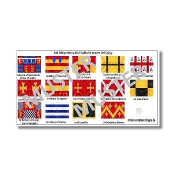 1:72 Mittelalter 100 Years War - Crecy English knights Flags / Banner # 01 TSF-116